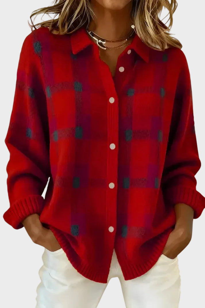 Maria - Cămașă tricotată pentru femei cu nasturi